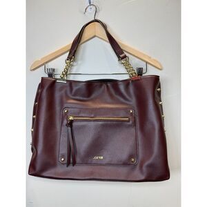 Joe's Women's Maroon Emerson Vegan Tote Bag/Satchel Studded Double Handles
